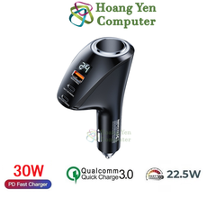 Tẩu Sạc Nhanh Xe Hơi Remax RCC339 (1 Cổng USB và 02 Type C) | Cốc sạc ô tô - Bảo hành 6 tháng - Hoàng Yến Computer