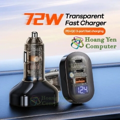 Tẩu Sạc Ô Tô Remax RCC351 – Công Suất 72W, Sạc Nhanh PD+QC – BH 12 Tháng  – Hoàng Yến Computer