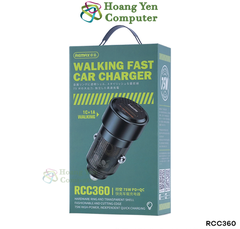Tẩu Sạc Ô Tô Remax RCC360 75W 2 cổng ( USB & TypeC ) PD + QC - BH 12 Tháng - Hoàng Yến Computer