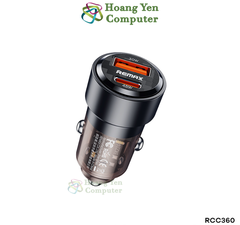 Tẩu Sạc Ô Tô Remax RCC360 75W 2 cổng ( USB & TypeC ) PD + QC - BH 12 Tháng - Hoàng Yến Computer