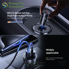 Tẩu Sạc Ô Tô Remax RCC361 Fast Charging 3A – Nhỏ Gọn, 2 Cổng Sạc (USB + Type-C) – BH 6 Tháng – Hoangyencomputer