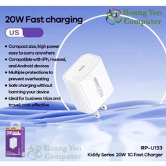 Cốc Sạc Nhanh PD 20W Remax RP-U133 1 Cổng Sạc Type C - BH 12 Tháng Chính Hãng - Hoàng Yến Computer