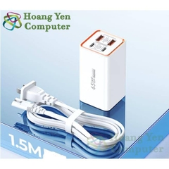 Cốc Sạc Nhanh GaN 65W Remax RP-U39 4 Cổng Sạc (2 Type C và 2 USB, Dây Cắm Dài 1.5m) - BH 12T - Hoàng Yến Computer