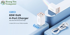 Cốc Sạc Nhanh GaN 65W Remax RP-U39 4 Cổng Sạc (2 Type C và 2 USB, Dây Cắm Dài 1.5m) - BH 12T - Hoàng Yến Computer