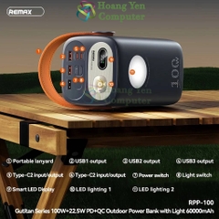 Sạc Dự Phòng Remax RPP-100 60000Mah 100W (Sạc Nhanh QC3.0 18W, 22.5W, PD100W, VOOC 2.0) - BH 1 Năm - Hoàng Yến Computer