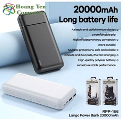 Sạc Dự Phòng Remax RPP-166 20000mAh Lõi Polymer 2 Cổng Sạc Vào, 2 Cổng Sạc Ra - BH 1 Năm