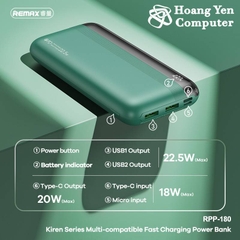 Sạc Dự Phòng Remax RPP-180 20000Mah (Sạc Nhanh QC3.0 18W, 22.5W, PD 20W, VOOC 2.0) - BH 1 Năm