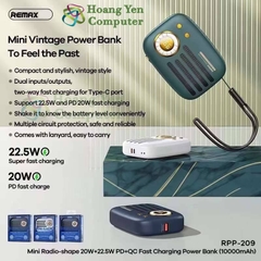 Sạc Dự Phòng Mini Remax RPP-209 10000Mah (Sạc Nhanh QC3.0 18W, PD20W, VOOC 2.0 22.5W) - BH 1 Năm - Hoàng Yến Computer