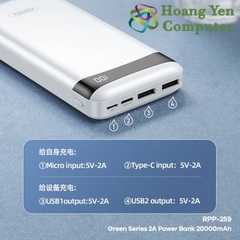 Sạc Dự Phòng Remax RPP-259 20000mAh (Lõi Polymer, 2 Cổng Sạc Vào, 2 Cổng Sạc Ra) - BH 1 Năm - Hoàng Yến Computer