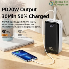 Sạc Dự Phòng Remax RPP-291 80000mAh (Sạc Nhanh QC3.0 18W, VOOC 22.5W, PD20W) - BH 1 Năm - Hoàng Yến Computer