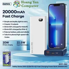Sạc Dự Phòng Remax RPP-292 20000mAh (Sạc Nhanh QC3.0 18W, 22.5W, PD20W, VOOC 2.0) - BH 1 Năm - Hoàng Yến Computer