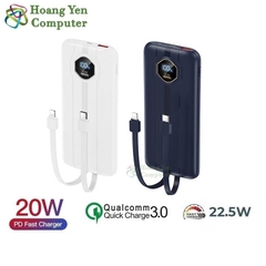 Sạc Dự Phòng Remax RPP-300 10000Mah (Sạc Nhanh QC3.0, VOOC 2.0), Tích Hợp Cáp Sạc - BH 1 Năm - Hoàng Yến Computer