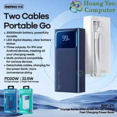 Sạc Dự Phòng Remax RPP-571 30000Mah (Sạc Nhanh QC3.0, VOOC 2.0, PD20W), Tích Hợp Cáp Sạc - BH 1 Năm - Hoàng Yến Computer