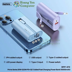 Sạc Dự Phòng Remax RPP-572 10000Mah (Sạc Nhanh QC3.0, VOOC 2.0, PD20W), Tích Hợp Cáp Sạc - BH 1 Năm - Hoàng Yến Computer