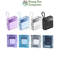 Sạc Dự Phòng Mini Remax RPP-605 10000Mah (Sạc Nhanh QC3.0, VOOC 2.0, PD20W), Tích Hợp Cáp Sạc - BH 1 Năm