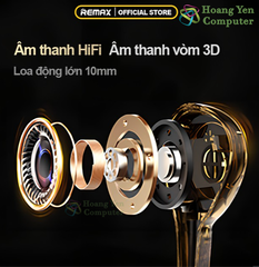 Tai Nghe Có Dây Remax RM-670 Jack Cắm 3.5mm, Có Micro Đàm Thoại - Chính Hãng - Hoàng Yến Computer