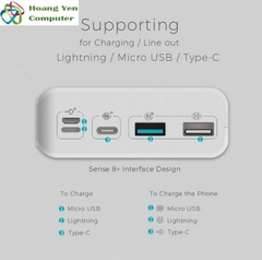 Sạc Dự Phòng Romoss Sense 8P+ 30000Mah QC 3.0 Màn Hình Led 3 Cổng Sạc Vào - BH 1 Năm