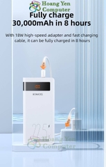 Sạc Dự Phòng Romoss Sense 8PF 30000mah (Sạc Nhanh QC3.0 18W, VOOC 22.5W, PD20W) - BH 1 Năm - Hoàng Yến Computer