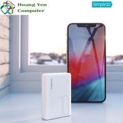 Sạc Dự Phòng Romoss Simple 10 Mini 10000Mah Siêu Nhỏ 3 Cổng Sạc Vào - BH 1 Năm