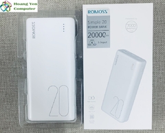 Sạc Dự Phòng Romoss Simple 20 Mini 20000Mah 3 Cổng Sạc Vào - Bh 1 Năm | Pin Dự Phòng Romoss Simple 20