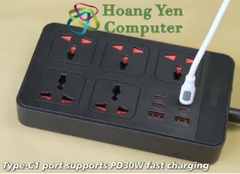 Ổ Cắm Điện Đa Năng Remax RP-U195 2500W (5 cổng AC, 2 cổng USB, 4 cổng Type C PD65W) - BH 6 Tháng | Hoangyencomputer