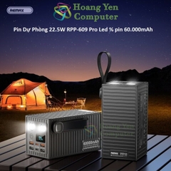 Pin Dự Phòng Remax RPP-609 Pro 60000mAh Sạc Nhanh PD20W QC22, Tích Hợp Đèn LED, Màn Hình Hiển Thị - Hoàng Yến Computer