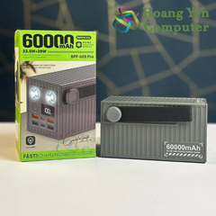 Pin Dự Phòng Remax RPP-609 Pro 60000mAh Sạc Nhanh PD20W QC22, Tích Hợp Đèn LED, Màn Hình Hiển Thị - Hoàng Yến Computer