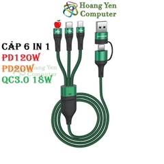 Cáp Sạc Đa Năng 6 IN 1 Sendem M38 120W, Sạc nhanh QC3.0 PD20W PD120W - BH 1 Năm Chính Hãng - Hoàng Yến Computer