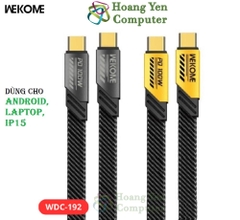 Cáp Sạc Nhanh Type C to Type C Wekome WDC-192 (100W, Dây Dù 1M) - BH 6 Tháng