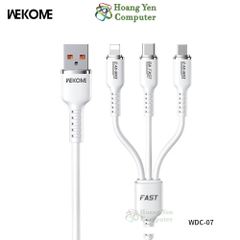 Cáp Sạc 3 Đầu Wekome WDC-07th (Lighting- MICRO USB - TYPE C) Dây Dù 1.2M - Hoàng Yến Computer