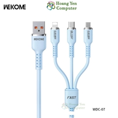 Cáp Sạc 3 Đầu Wekome WDC-07th (Lighting- MICRO USB - TYPE C) Dây Dù 1.2M - Hoàng Yến Computer