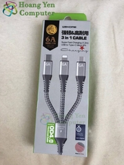 Cáp Sạc 3 Đầu Wekome WDC-170 (Lighting - MICRO USB - TYPE C) Dây Dù 1.2M - Hoàng Yến Computer