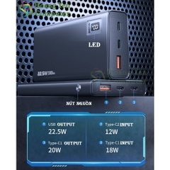 Sạc Dự Phòng Wekome WP-06 20000Mah (Sạc Nhanh QC3.0 18W, 22.5W, PD18W, VOOC 2.0) - BH 1 Năm - Hoàng Yến Computer