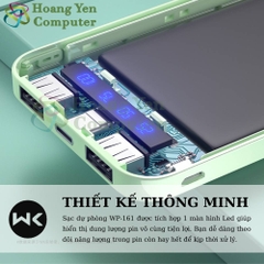 Sạc Dự Phòng Wekome WP-161 10000mAh Lõi Polymer 2 Cổng Sạc Vào, 2 Cổng Sạc Ra - BH 1 Năm - Hoàng Yến Computer