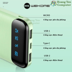 Sạc Dự Phòng Wekome WP-161 10000mAh Lõi Polymer 2 Cổng Sạc Vào, 2 Cổng Sạc Ra - BH 1 Năm - Hoàng Yến Computer