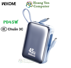 Pin Dự Phòng Wekome WP-50 20000Mah 45W (QC 3.0, VOOC 2.0, PD20W) - BH 12 Tháng - Hoàng Yến Computer