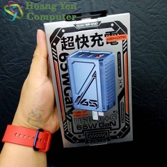 Cốc Sạc Nhanh GaN 65W Wekome WP-U147 3 Cổng Sạc (2 Type C và 1 USB, Chui Cắm Gắp Gọn) - BH 12T - Hoàng Yến Computer