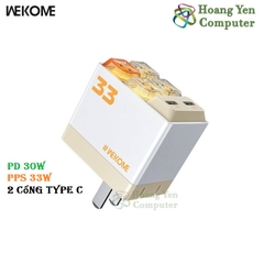 Cốc Sạc Nhanh PD30W Wekome WP-U37 2 Cổng Type C - BH 12 Tháng Chính Hãng - Hoàng Yến Computer