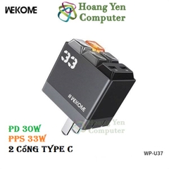 Cốc Sạc Nhanh PD30W Wekome WP-U37 2 Cổng Type C - BH 12 Tháng Chính Hãng - Hoàng Yến Computer