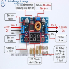 Mạch Giảm Áp DC-DC Buck XL4015 Có Hiển Thị 5A