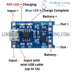 Mạch Sạc Pin Lithium - Li-ion -18650 TP4056 1A Có Bảo Vệ