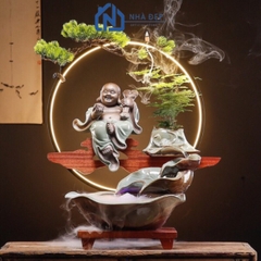 Thác Nước Phong Thủy Di Lặc Kích Thước To chất liệu Gốm Tráng Men Decor Trang Trí Nhà Cửa Phong Thủy, Tiểu Cảnh Sân Vườn và bị bị