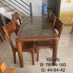 Bộ bàn ăn gỗ sồi nâu đậm