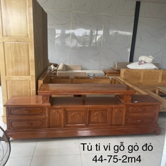 Tủ tivi gỗ gõ đỏ 2m4