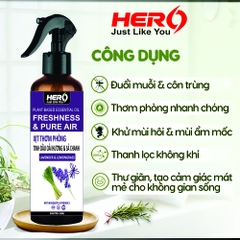 Xịt Thơm Phòng - Xua Đuổi Côn Trùng Hero - Hương Sả Chanh & Oải Hương
