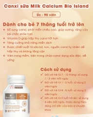 Bio Island Canxi Milk Calcium Sữa Bò Non Bổ Sung Canxi Cho Bé 90 Viên