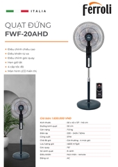 Quạt đứng Ferroli, Rapido RWF-20AHD (Điều khiển từ xa)  giao mẫu ngẫu nhiên
