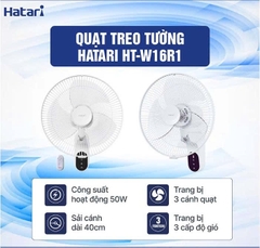 Quạt treo tường Hatari HT-W16R1, điều khiển từ xa, size 40cm, 50w