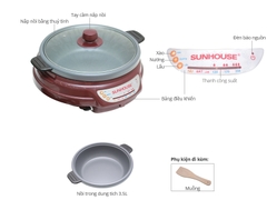 Nồi lẩu điện Sunhouse SH 535L Nâu 3.5 lít