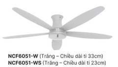 Quạt trần 5 cánh nhựa Nanoco NCF6051 có điều khiển từ xa